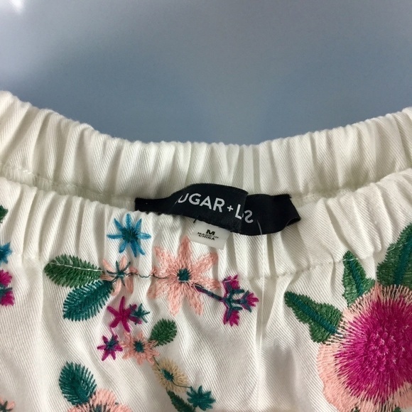 Sugar Lips Off The Shoulder Ruffle Floral Embroidered Dress - Picture 6 of 9